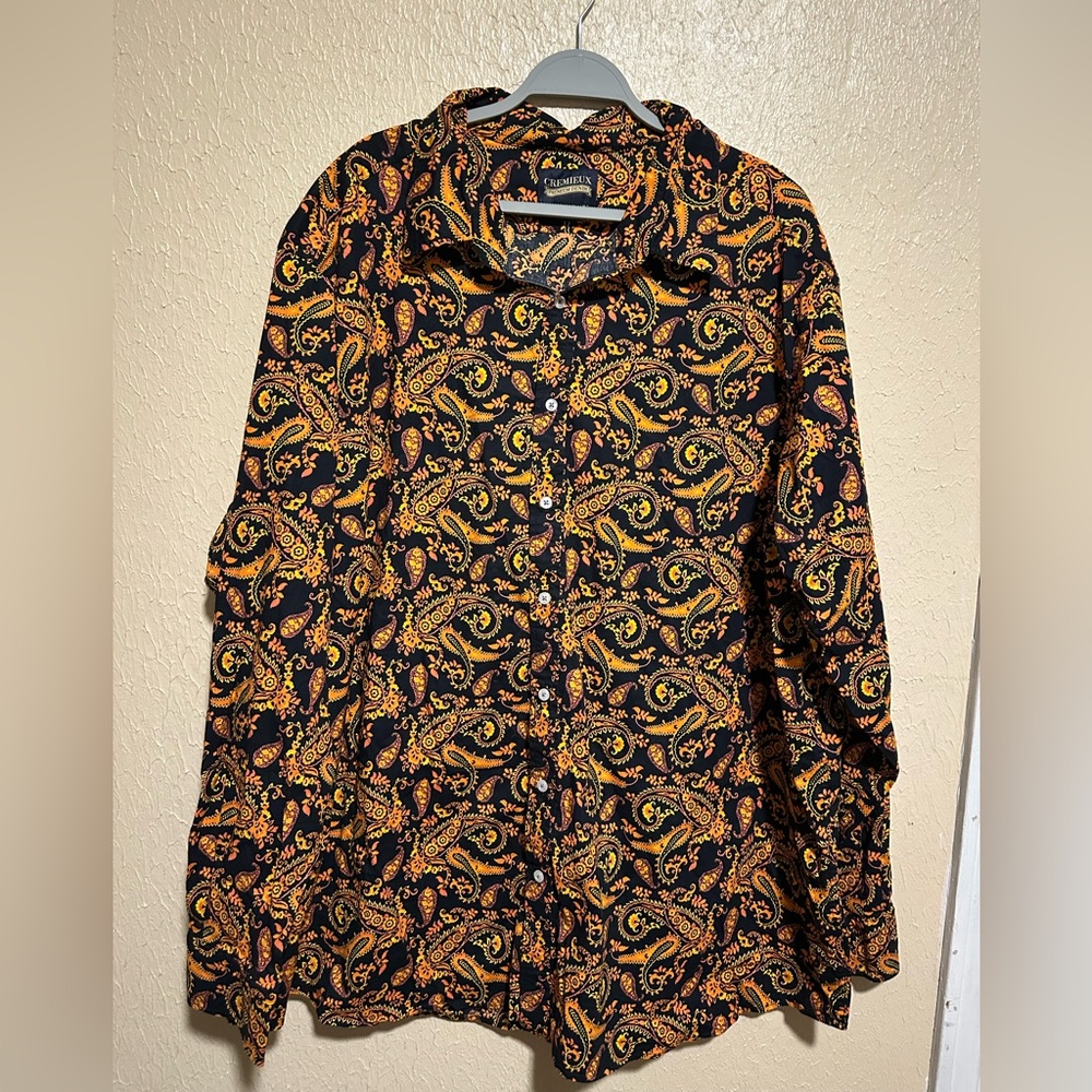 Cremieux Long Sleeve Button Down Shirt Size 4XT All Over Print Loud